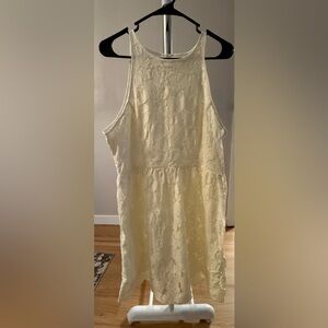 LC Lauren Conrad Cream Lace Overlay Tank Dress